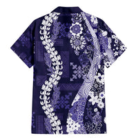 Hawaii Puakenikeni and Maile Lei Family Matching Mermaid Dress and Hawaiian Shirt Purple Japanese Wave Style LT9 - Polynesian Pride