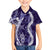 Hawaii Puakenikeni and Maile Lei Family Matching Off The Shoulder Long Sleeve Dress and Hawaiian Shirt Purple Japanese Wave Style - Polynesian Pride