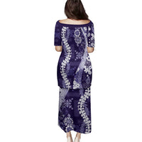 Hawaii Puakenikeni and Maile Lei Family Matching Puletasi and Hawaiian Shirt Purple Japanese Wave Style LT9 - Polynesian Pride