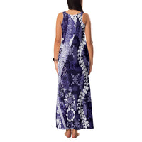 Hawaii Puakenikeni and Maile Lei Family Matching Tank Maxi Dress and Hawaiian Shirt Purple Japanese Wave Style LT9 - Polynesian Pride