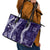 Hawaii Puakenikeni and Maile Lei Leather Tote Bag Purple Japanese Wave Style - Polynesian Pride