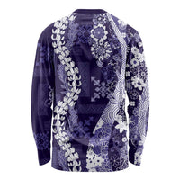 Hawaii Puakenikeni and Maile Lei Long Sleeve Shirt Purple Japanese Wave Style LT9 - Polynesian Pride