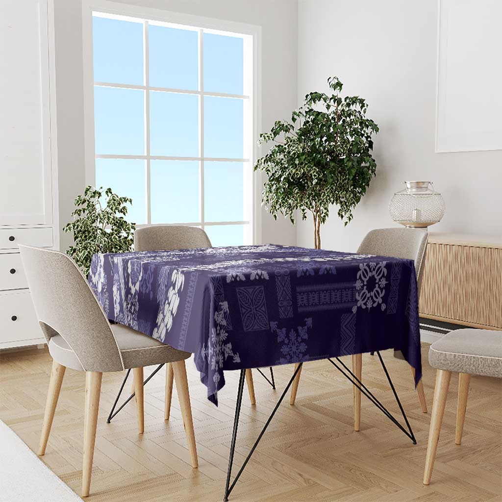 Hawaii Puakenikeni and Maile Lei Tablecloth Purple Japanese Wave Style LT9 - Polynesian Pride