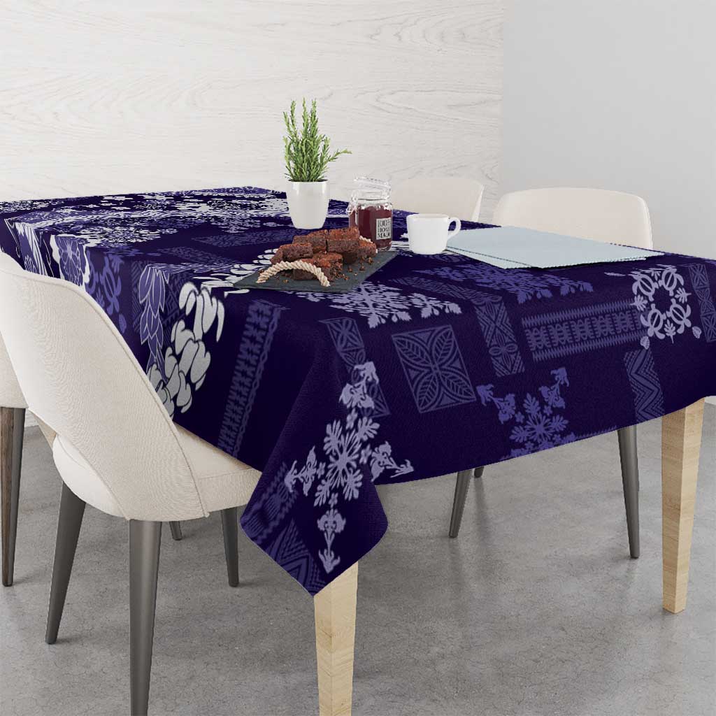 Hawaii Puakenikeni and Maile Lei Tablecloth Purple Japanese Wave Style LT9 - Polynesian Pride