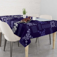 Hawaii Puakenikeni and Maile Lei Tablecloth Purple Japanese Wave Style LT9 - Polynesian Pride