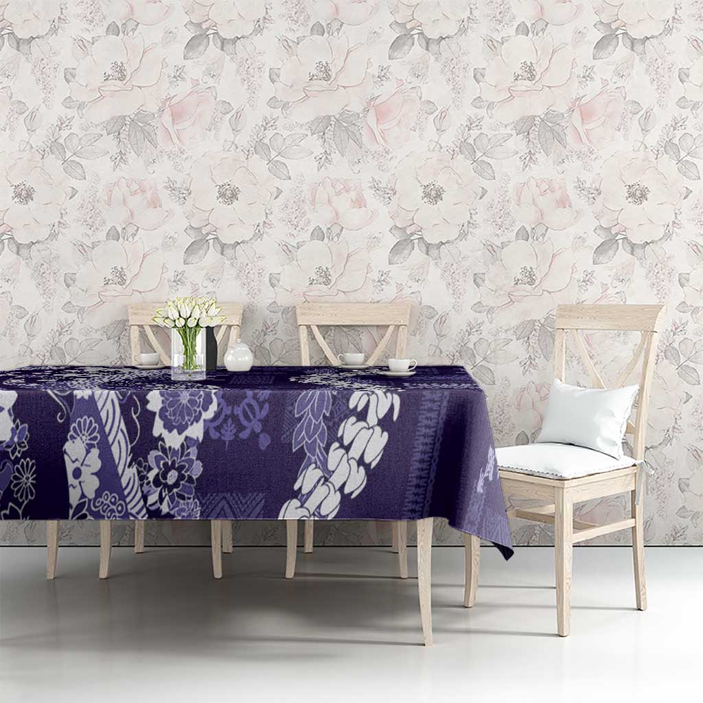 Hawaii Puakenikeni and Maile Lei Tablecloth Purple Japanese Wave Style LT9 - Polynesian Pride