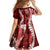 Hawaii Puakenikeni and Maile Lei Family Matching Long Sleeve Bodycon Dress and Hawaiian Shirt Red Japanese Wave Style - Polynesian Pride