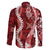 Hawaii Puakenikeni and Maile Lei Family Matching Long Sleeve Bodycon Dress and Hawaiian Shirt Red Japanese Wave Style - Polynesian Pride
