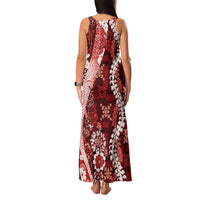Hawaii Puakenikeni and Maile Lei Family Matching Tank Maxi Dress and Hawaiian Shirt Red Japanese Wave Style LT9 - Polynesian Pride