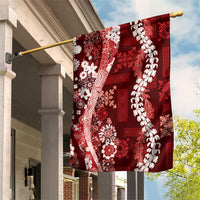 Hawaii Puakenikeni and Maile Lei Garden Flag Red Japanese Wave Style LT9 House Flag Red - Polynesian Pride