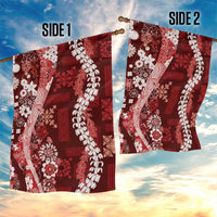 Hawaii Puakenikeni and Maile Lei Garden Flag Red Japanese Wave Style LT9 - Polynesian Pride