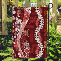 Hawaii Puakenikeni and Maile Lei Garden Flag Red Japanese Wave Style LT9 Garden Flag Red - Polynesian Pride