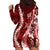 Hawaii Puakenikeni and Maile Lei Hoodie Dress Red Japanese Wave Style - Polynesian Pride