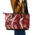 Hawaii Puakenikeni and Maile Lei Leather Tote Bag Red Japanese Wave Style - Polynesian Pride