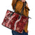 Hawaii Puakenikeni and Maile Lei Leather Tote Bag Red Japanese Wave Style - Polynesian Pride