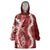 Hawaii Puakenikeni and Maile Lei Wearable Blanket Hoodie Red Japanese Wave Style - Polynesian Pride