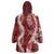Hawaii Puakenikeni and Maile Lei Wearable Blanket Hoodie Red Japanese Wave Style - Polynesian Pride