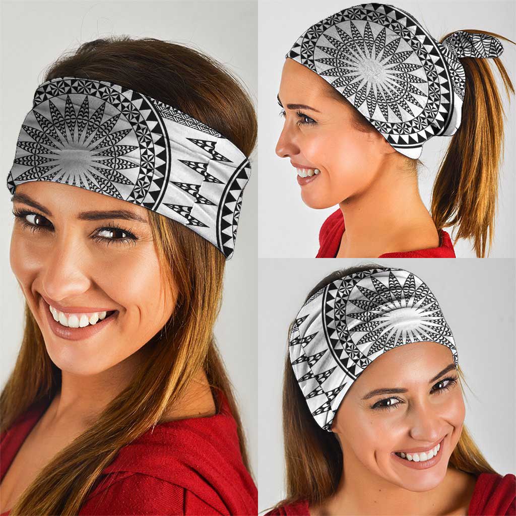 All White Tonga Malo e lelei Neck Gaiter Vintage Ngatu Tribal Pattern - Polynesian Pride