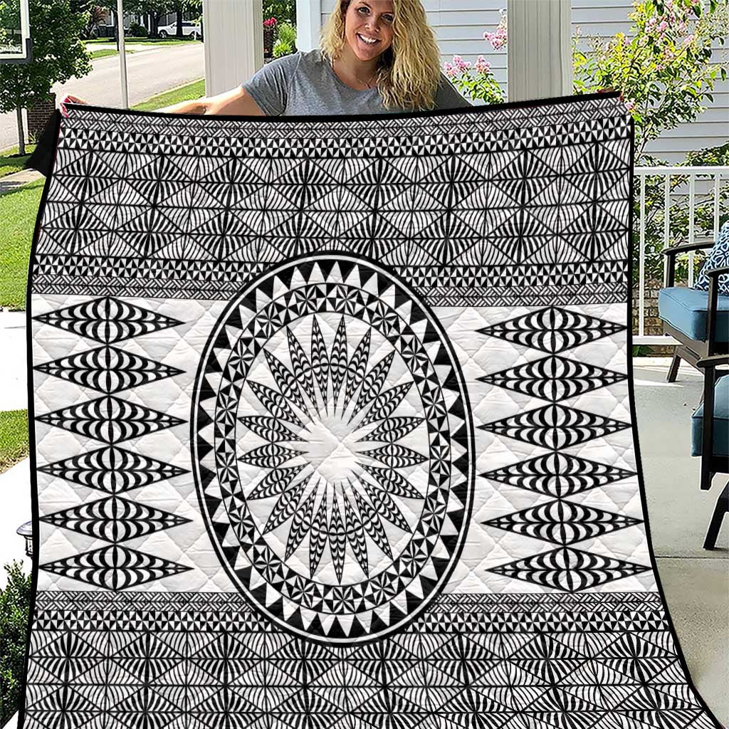 All White Tonga Malo e lelei Quilt Vintage Ngatu Tribal Pattern - Polynesian Pride