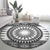 All White Tonga Malo e lelei Round Carpet Vintage Ngatu Tribal Pattern - Polynesian Pride