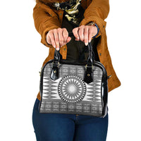 All White Tonga Malo e lelei Shoulder Handbag Vintage Ngatu Tribal Pattern - Polynesian Pride