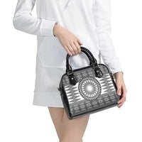 All White Tonga Malo e lelei Shoulder Handbag Vintage Ngatu Tribal Pattern - Polynesian Pride