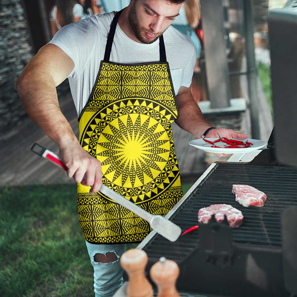 All Yellow Tonga Malo e lelei Apron Vintage Ngatu Tribal Pattern - Polynesian Pride