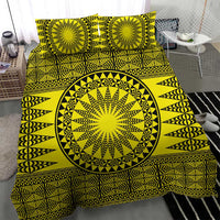 All Yellow Tonga Malo e lelei Bedding Set Vintage Ngatu Tribal Pattern - Polynesian Pride