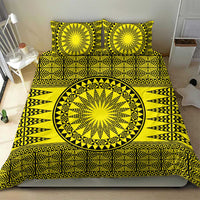 All Yellow Tonga Malo e lelei Bedding Set Vintage Ngatu Tribal Pattern - Polynesian Pride
