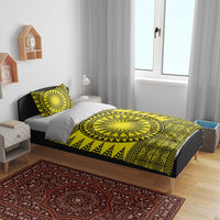 All Yellow Tonga Malo e lelei Bedding Set Vintage Ngatu Tribal Pattern - Polynesian Pride