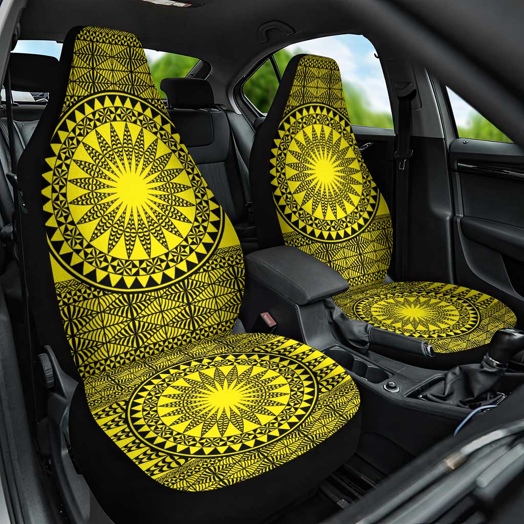 All Yellow Tonga Malo e lelei Car Seat Cover Vintage Ngatu Tribal Pattern LT9 One Size Yellow - Polynesian Pride