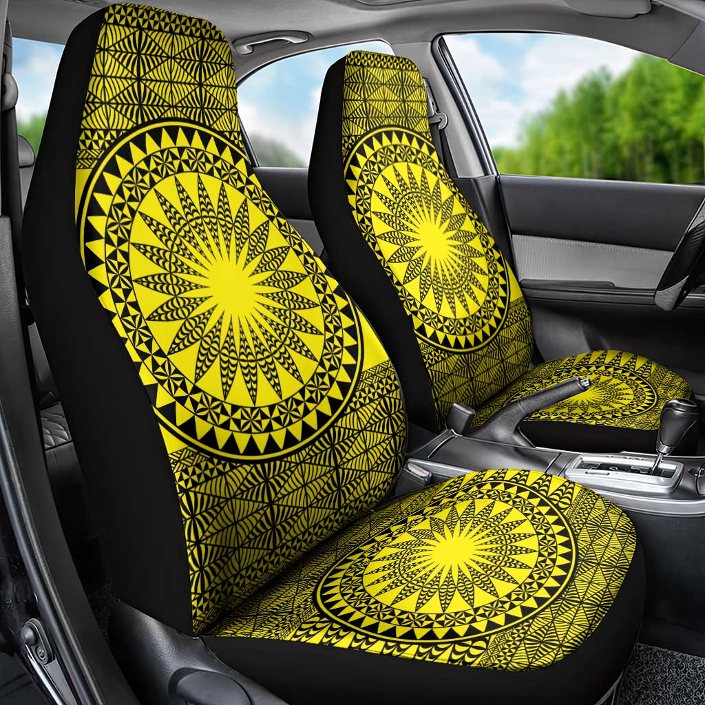 All Yellow Tonga Malo e lelei Car Seat Cover Vintage Ngatu Tribal Pattern LT9 - Polynesian Pride