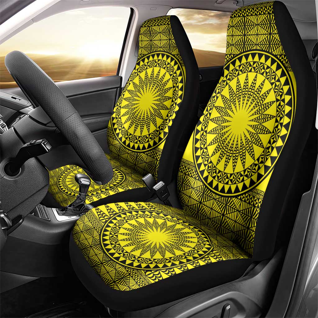 All Yellow Tonga Malo e lelei Car Seat Cover Vintage Ngatu Tribal Pattern LT9 - Polynesian Pride