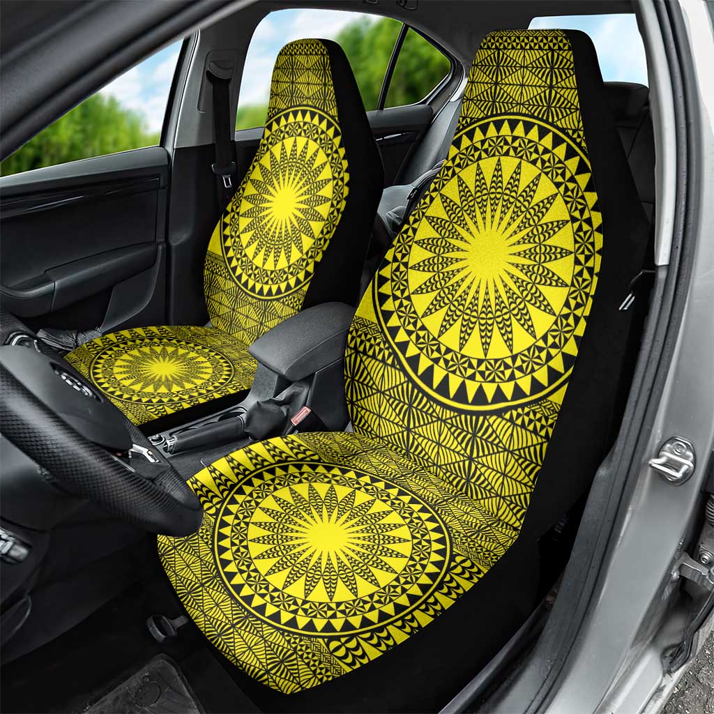 All Yellow Tonga Malo e lelei Car Seat Cover Vintage Ngatu Tribal Pattern LT9 - Polynesian Pride