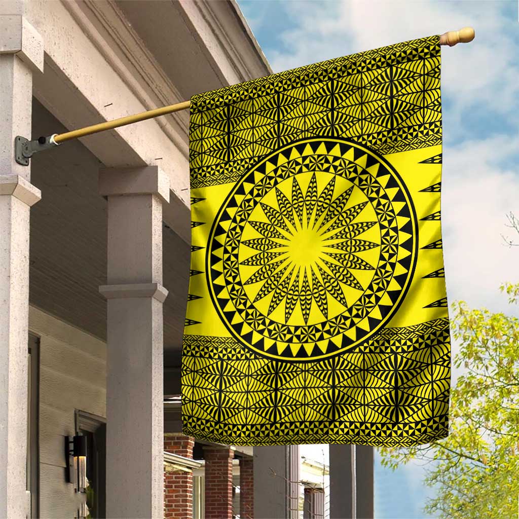 All Yellow Tonga Malo e lelei Garden Flag Vintage Ngatu Tribal Pattern - Polynesian Pride