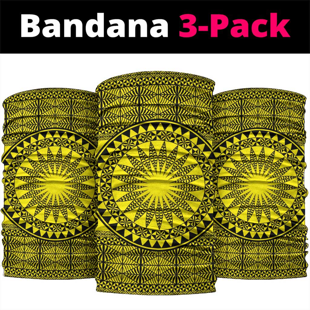 All Yellow Tonga Malo e lelei Neck Gaiter Vintage Ngatu Tribal Pattern - Polynesian Pride