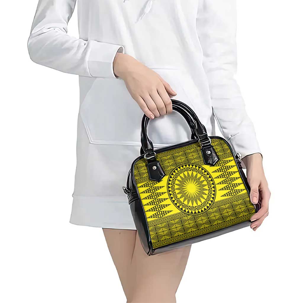 All Yellow Tonga Malo e lelei Shoulder Handbag Vintage Ngatu Tribal Pattern - Polynesian Pride