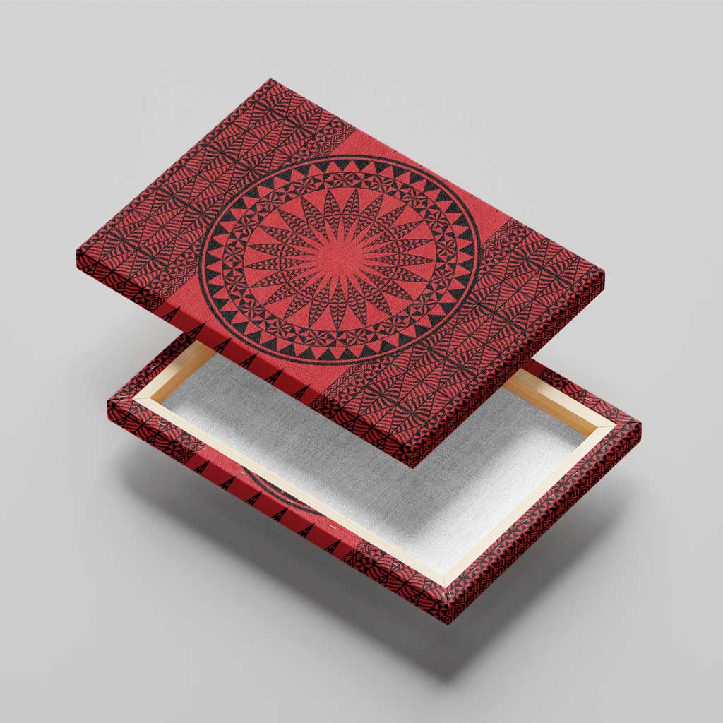 All Red Tonga Malo e lelei Canvas Wall Art Vintage Ngatu Tribal Pattern - Polynesian Pride