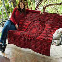 All Red Tonga Malo e lelei Quilt Vintage Ngatu Tribal Pattern - Polynesian Pride