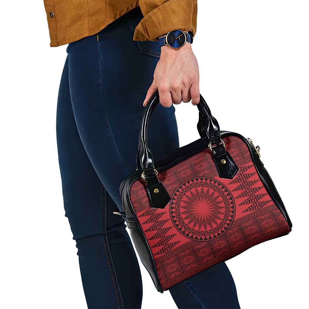 All Red Tonga Malo e lelei Shoulder Handbag Vintage Ngatu Tribal Pattern - Polynesian Pride
