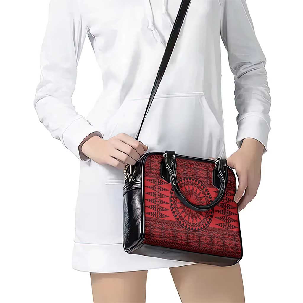 All Red Tonga Malo e lelei Shoulder Handbag Vintage Ngatu Tribal Pattern - Polynesian Pride