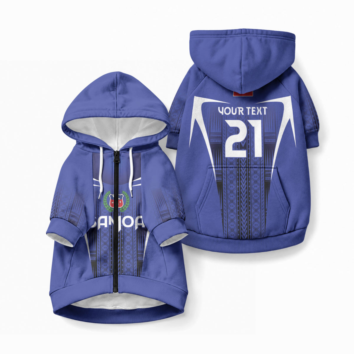 2026 Rugby Nations Series Custom Manu Samoa Pet Hoodie LT9 Zip-up Blue - Polynesian Pride