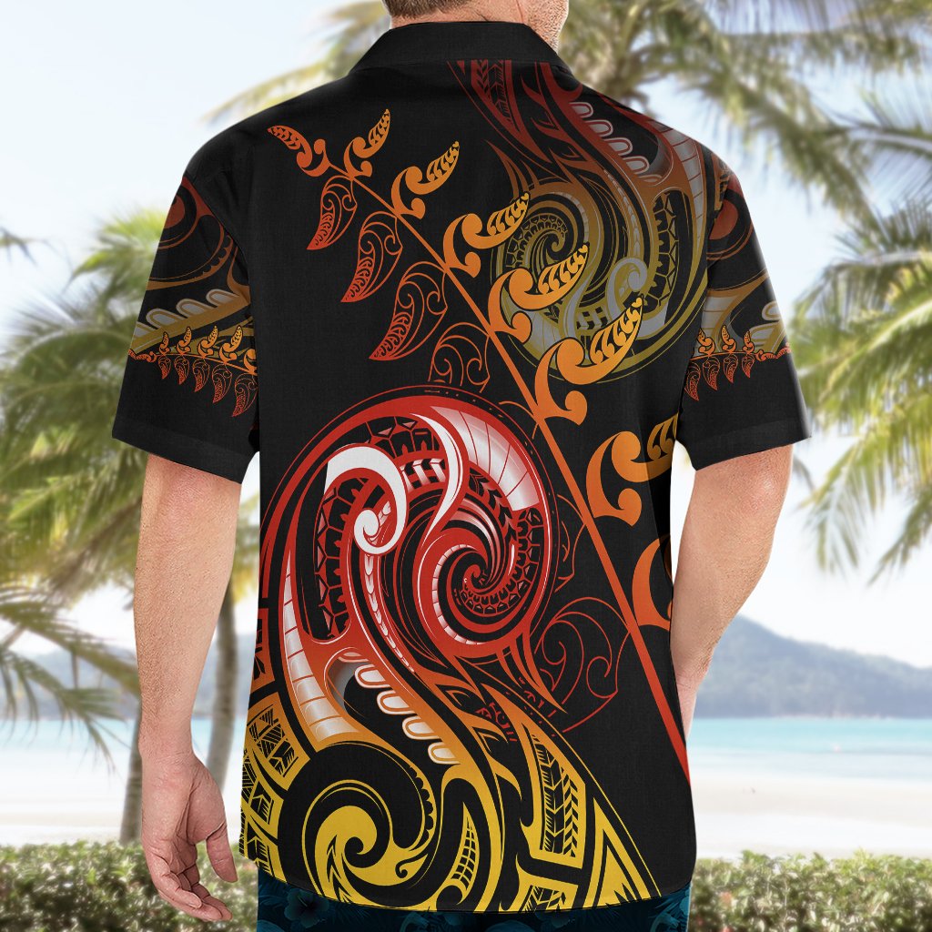 New Zealand Hawaiian Shirt Aotearoa Wisdom Face Maori Fern Tattoo Arty LT9 - Polynesian Pride