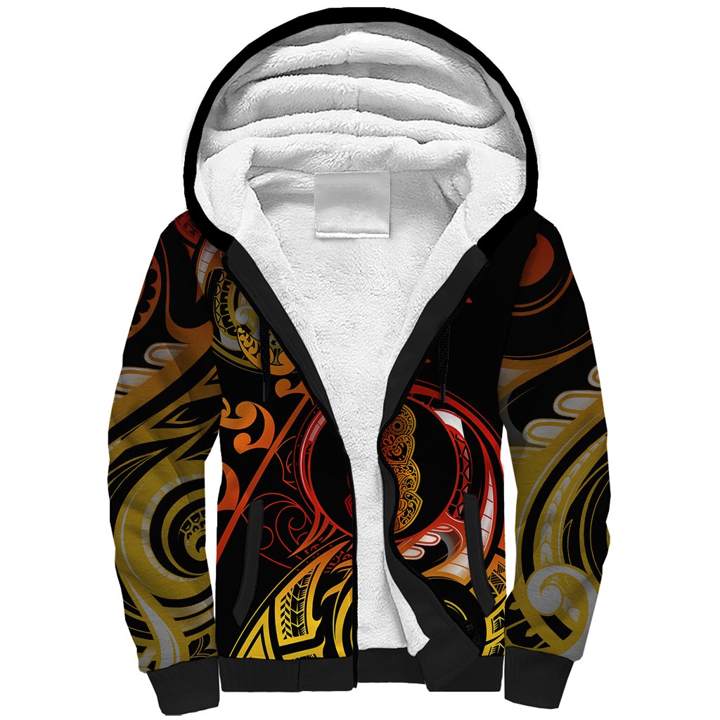 New Zealand Sherpa Hoodie Aotearoa Hei-Tiki Maori Fern Tattoo Arty LT9 Unisex Reggae - Polynesian Pride