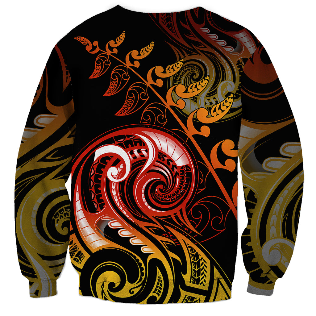 New Zealand Sweatshirt Aotearoa Hei-Tiki Maori Fern Tattoo Arty LT9 - Polynesian Pride