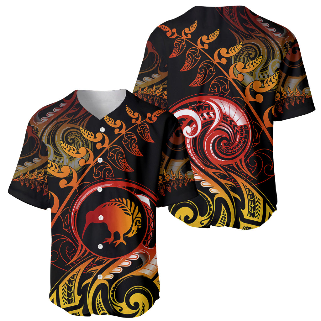 New Zealand Baseball Jersey Aotearoa Kiwi Bird Maori Fern Tattoo Arty LT9 - Polynesian Pride