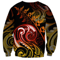 New Zealand Sweatshirt Aotearoa Kiwi Bird Maori Fern Tattoo Arty LT9 - Polynesian Pride