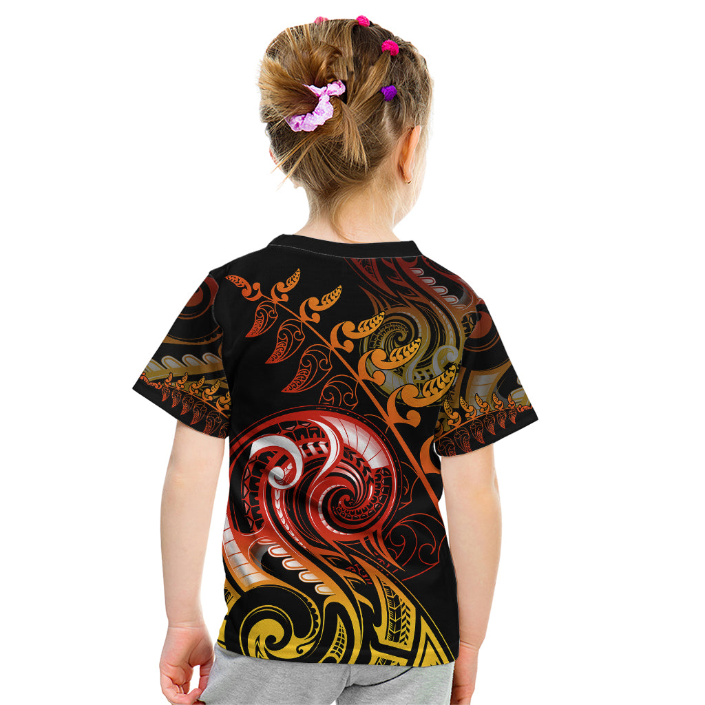 New Zealand Kid T Shirt Aotearoa Manaia Maori Fern Tattoo Arty LT9 - Polynesian Pride