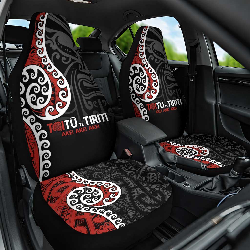 Honour The Treaty New Zealand Car Seat Cover Toitu Te Tiriti Ake!Ake!Ake! LT9 One Size Black - Polynesian Pride