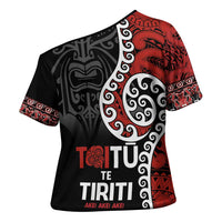 Honour The Treaty New Zealand Cross Shoulder Shirt Toitu Te Tiriti Ake Ake Ake LT9 - Polynesian Pride